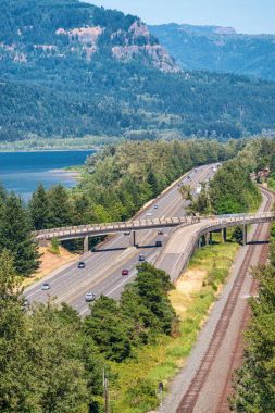 Historic Columbia River Highway aerial view, Oregon - USA. clipart