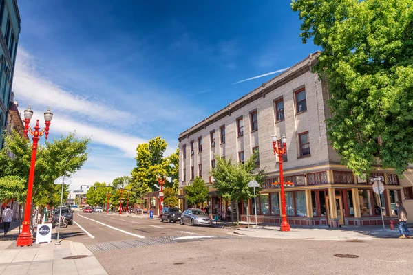 Portland August 2017 Chinatown Streets Beautiful Summer Day Portland Tiltrekker – stockfoto