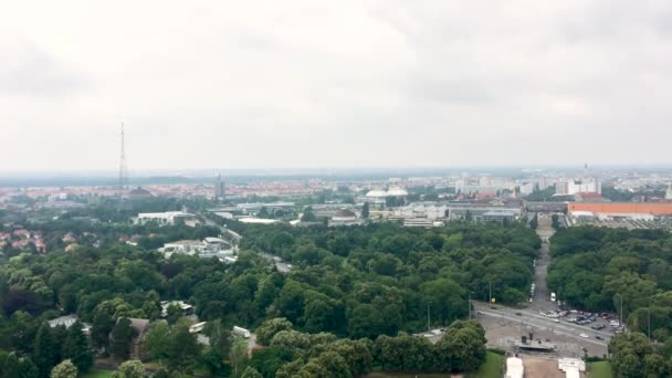 Vista Aérea Leipzig Monumento Batalha Das Nações Paisagem Urbana Rural — Vídeo de Stock