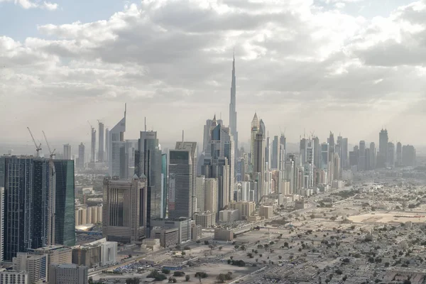 Dubai Emirados Árabes Unidos Dezembro 2016 Skyline Cidade Aérea Helicóptero — Fotografia de Stock