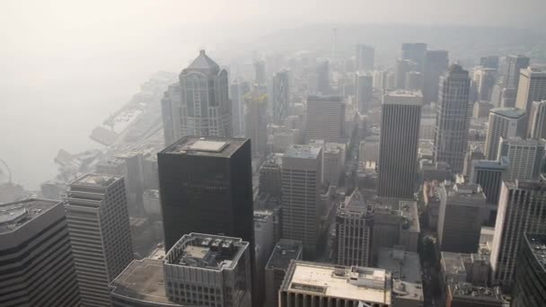 Seattle Downtown Skyline Flygfoto Washington Usa — Stockvideo