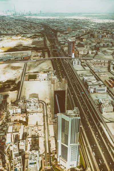 Καταπληκτική Εναέρια Στον Ορίζοντα Του Ντουμπάι Και Zayed Road Από — Φωτογραφία Αρχείου