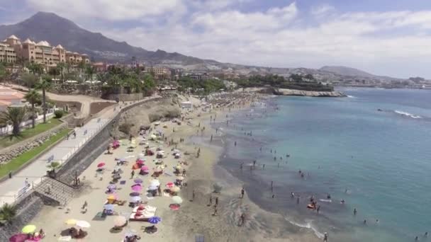 Playa Las Americas Teneriffa Flygfoto Över Kusten — Stockvideo