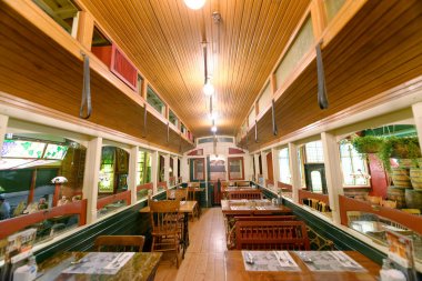 Vancouver, Kanada - 8 Ağustos 2017: İç Gastown eski spagetti fabrika. Amerika Birleşik Devletleri ve Kanada'da bir İtalyan tarzı zincir Restoran olduğunu.