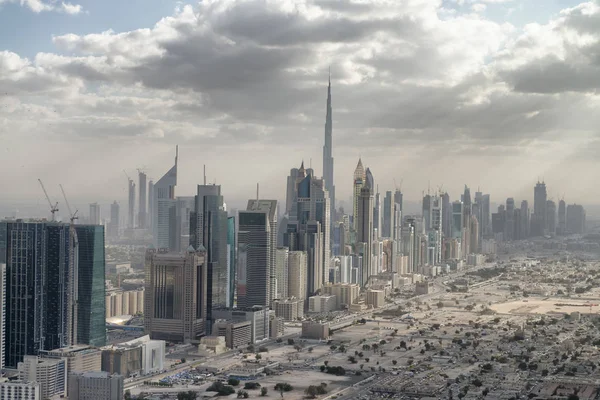 Skyline Cidade Aérea Helicóptero Dubai Emirados Árabes Unidos — Fotografia de Stock