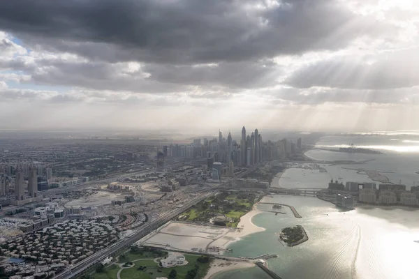 Aerial City Skyline Helicopter Dubai — Stock Photo, Image