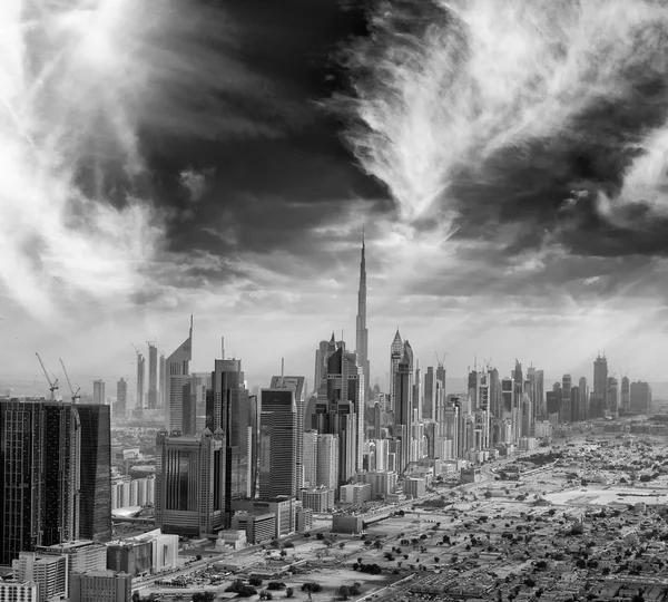 Skyline Della Città Aerea Elicottero Dubai Emirati Arabi Uniti — Foto Stock
