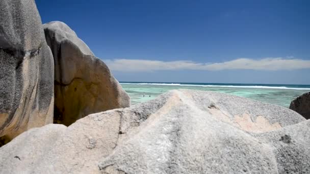 Pintoresca Vista Anse Source Argent Isla Digue Seychelles — Vídeos de Stock