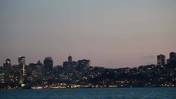 San Francisco Skyline Nocy California Stany Zjednoczone Ameryki Wideo — Wideo stockowe