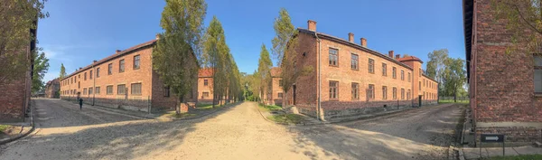 Osvětim Polsko Října 2017 Budovy Koncentračního Tábora Auschwitz Birkenau Panoramatický — Stock fotografie