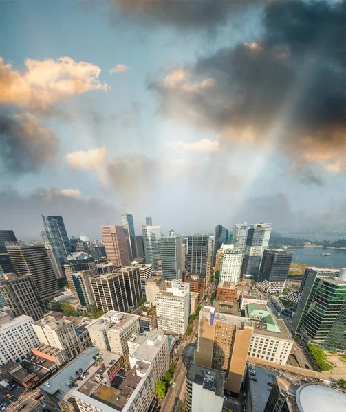 Vancouver Flygfoto Solnedgången Kanada — Stockfoto