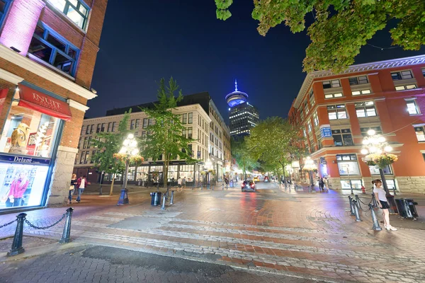 Vancouver Kanada Augusti 2017 Gatorna Gastown Med Turister Natten Vancouver — Stockfoto