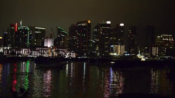 Gratte Ciel San Diego Reflétés Dans Eau Vue Nuit États — Video