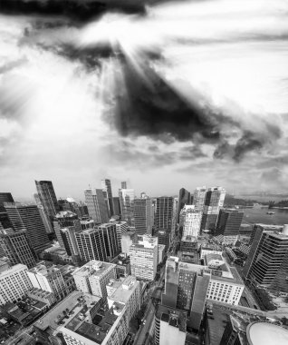 Gün batımında, Kanada Vancouver havadan görünümü.