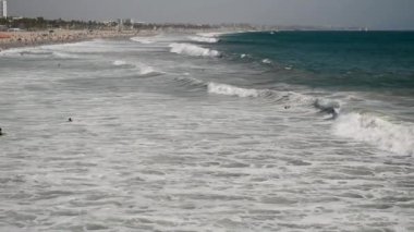 Santa Monica devlet Beach, California State Park Santa Monica, Kaliforniya, ABD, video city tarafından işletilen havadan görünümü 