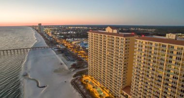 Panama City Beach aerial skyline at sunset, Florida. clipart