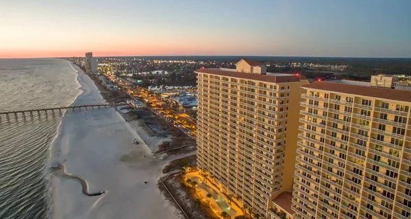 Panama City Beach Légi Látképére Napnyugtakor Florida — Stock Fotó