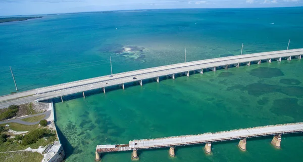 Luchtfoto Van Broken Brug Overseas Highway Bahia Honda State Park — Stockfoto