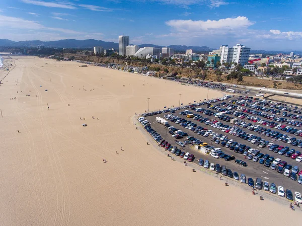 Luftaufnahme Von Santa Monica Strand Und Parkplatz Kalifornien Vereinigte Staaten — Stockfoto