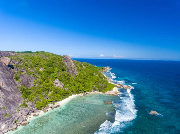 Coastline Digue Island Seychelles Vista Aerea — Foto Stock