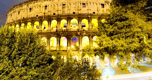 Světla Kolosea Noci Řím Itálie — Stock fotografie