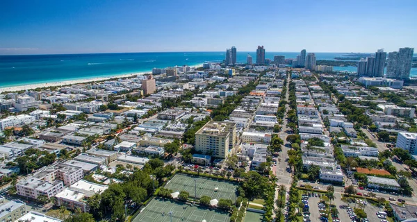 Aerial View Miami Beach Park Skyline Beautiful Sunny Day — Stock Photo, Image