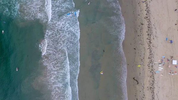 Naar Beneden Luchtfoto Van Surfers Oceaan — Stockfoto