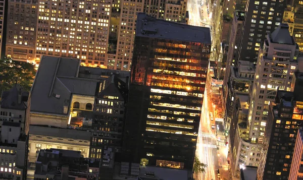 Ночной Вид Нью Йорк Эмпайр Стейт Билдинг — стоковое фото