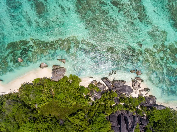 Widok Lotu Ptaka Digue Island Seszele — Zdjęcie stockowe