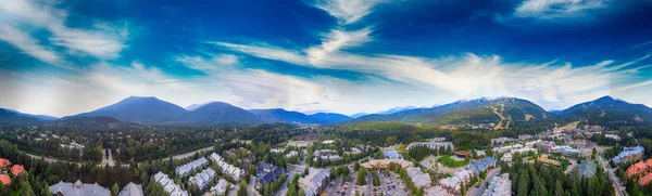 Vista Aérea Paisagem Urbana Whistler Pôr Sol Canadá — Fotografia de Stock