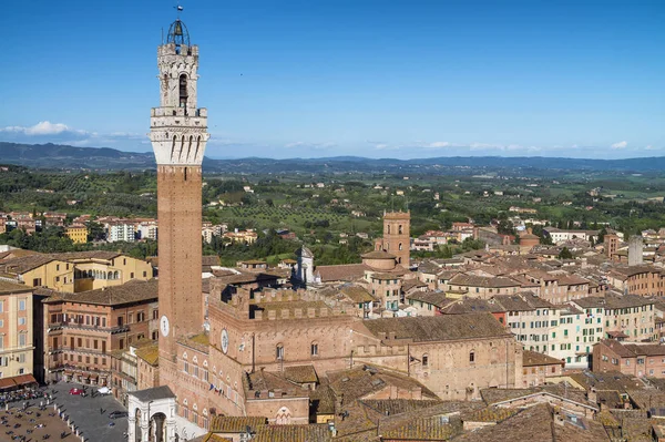 Vue Aérienne Piazza Del Campo Sienne Toscane Italie — Photo