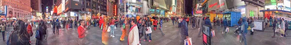 New York City Říjen 2015 Turisté Times Square Noci Panoramatický — Stock fotografie