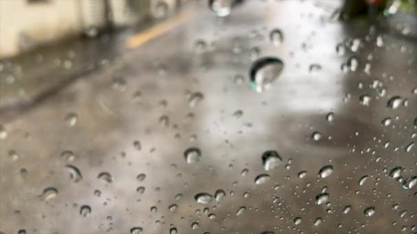 Waterdruppels Voorruit Een Regenachtige Dag — Stockvideo