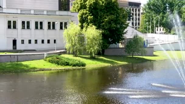 Fontana Fiume Tallinn Nella Giornata Sole — Video Stock