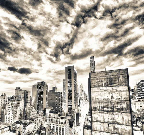 New York City Usa Úžasný Letecký Pohled Manhattan Při Západu — Stock fotografie