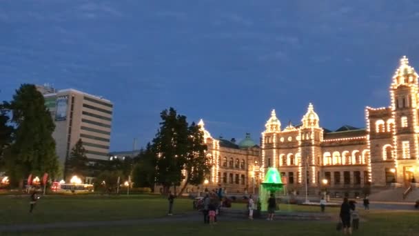 Victoria Canada Agosto 2017 Turisti Rilassano Lungo Porto Della Città — Video Stock