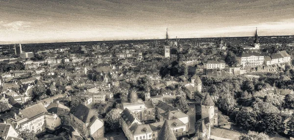 Luchtfoto Van Skyline Van Tallinn Estland — Stockfoto