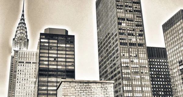 Midtown Manhattan Wolkenkrabbers Gezien Vanaf Het Dak Van Stad Bij — Stockfoto