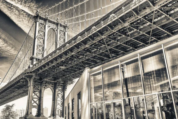Weergave Van Manhattan Bridge Van Brooklyn Bridge Park Het Najaar — Stockfoto