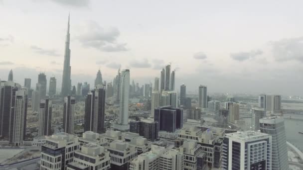 Widok Lotu Ptaka Drapaczy Chmur Dubai Zjednoczone Emiraty Arabskie Wideo — Wideo stockowe