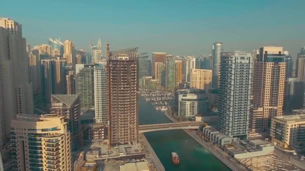 Вид Воздуха Небоскребы Dubai Marina Оаэ Видео — стоковое видео