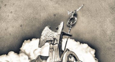 Quadriga heykel üzerinde Brandenburg Kapısı, Berlin, Almanya.