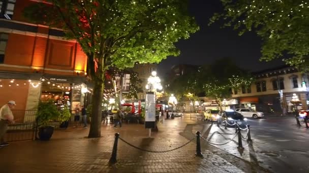 Vancouver Canada August 2017 Aerial View City Buildings Night Gastown — Stock Video