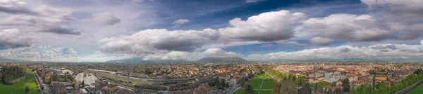 Panoramisch Luchtfoto Van Lucca Middeleeuws Stadje Toscane — Stockfoto