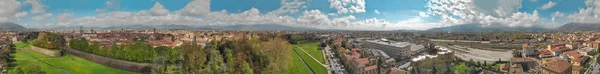 Lucca Pôr Sol Toscana Vista Aérea Panorâmica Primavera — Fotografia de Stock