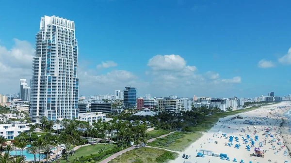 Güney Pointe Park Miami Beach Binalar Plajda Havadan Görünümü — Stok fotoğraf