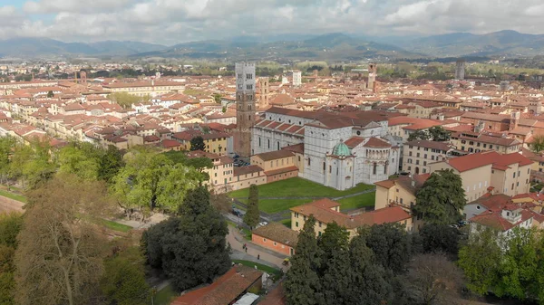 Veduta Aerea Panoramica Lucca Antica Città Toscana — Foto Stock
