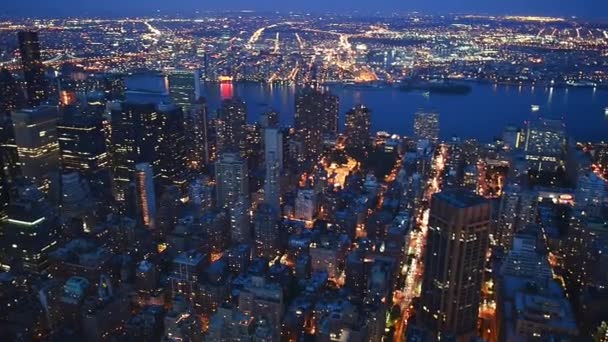 New York Manhattan Skyline Νύχτα Ηπα — Αρχείο Βίντεο