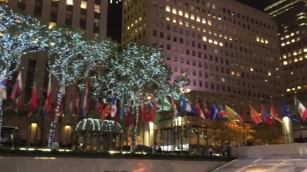 New York City Octobre 2015 Rockefeller Center Nuit Ville Attire — Video