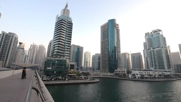 Vue Aérienne Des Gratte Ciel Dubai Marina Eau Vidéo — Video